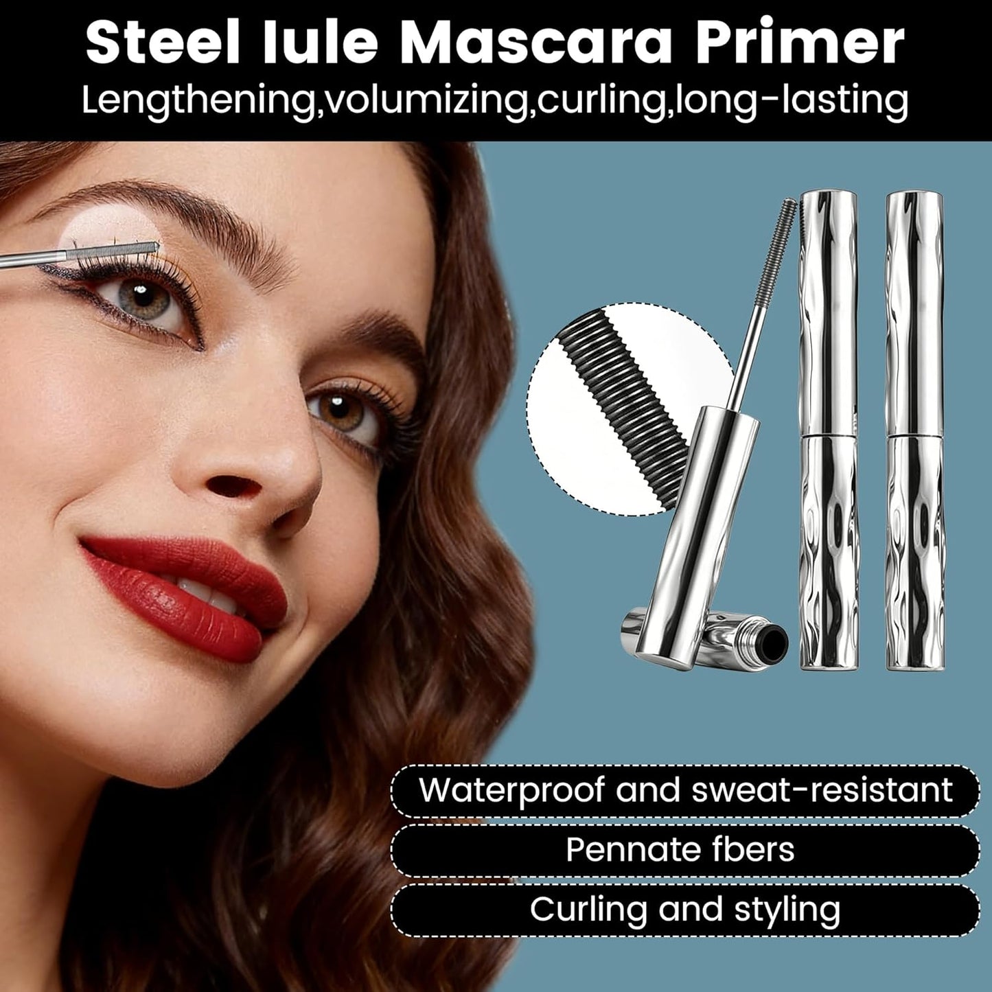 Steel Tube Eyelash Primer - Waterproof Curling Mascara for Long-Lasting, Smudge-Free Wear (1 Pc)