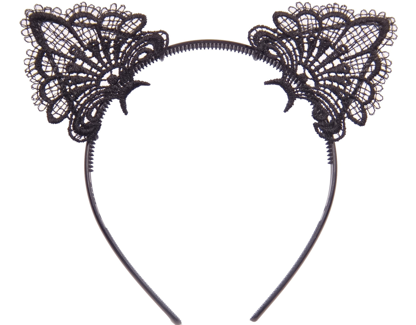 Bonnie Z. Leonardo Exquisite Sweet Lace Cat Ears Headband Black-Plastic