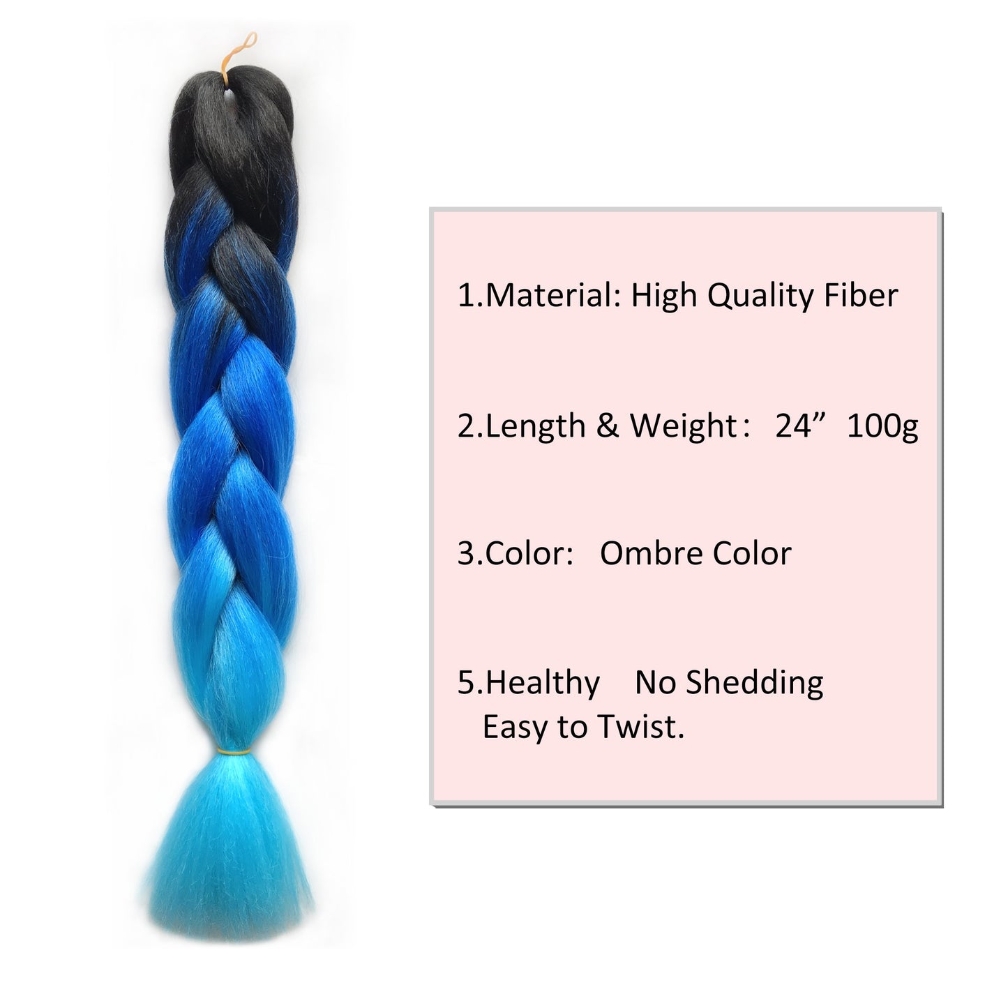 VCKOVCKO Ombre Color Jumbo Braiding Hair 3 Tone Jumbo Braid Hair Extensions For Twist Braiding,Jumbo Box Braiding Hair 24",3 Bundles/Lot,Black-Blue-Light Blue