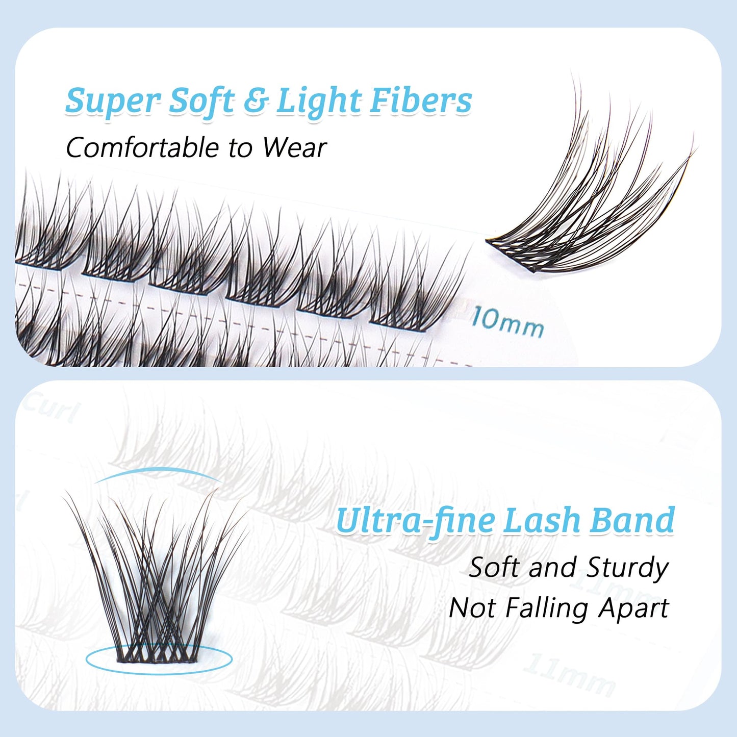 LA MAESII Lash Clusters, Individual Lashes Wispy & Natural Clusters Lashes, 48 Clusters Eyelash Extensions, D Curl Eyelash Clusters, Super Soft Thin Band Reusable False Eyelashes 10-14mm (Wispy-D)