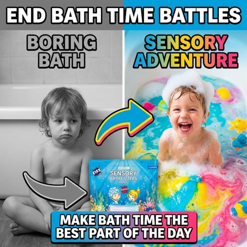 Zenseme Bubble Bath for Toddlers 1-3 - Colorful Bath Fizzies Powder – 4 Bubble Fizzing Bath Colours - Fun & Educational Bath Gift Set - Crack Sounds & Sensory Fun - Resealable 800g Bag