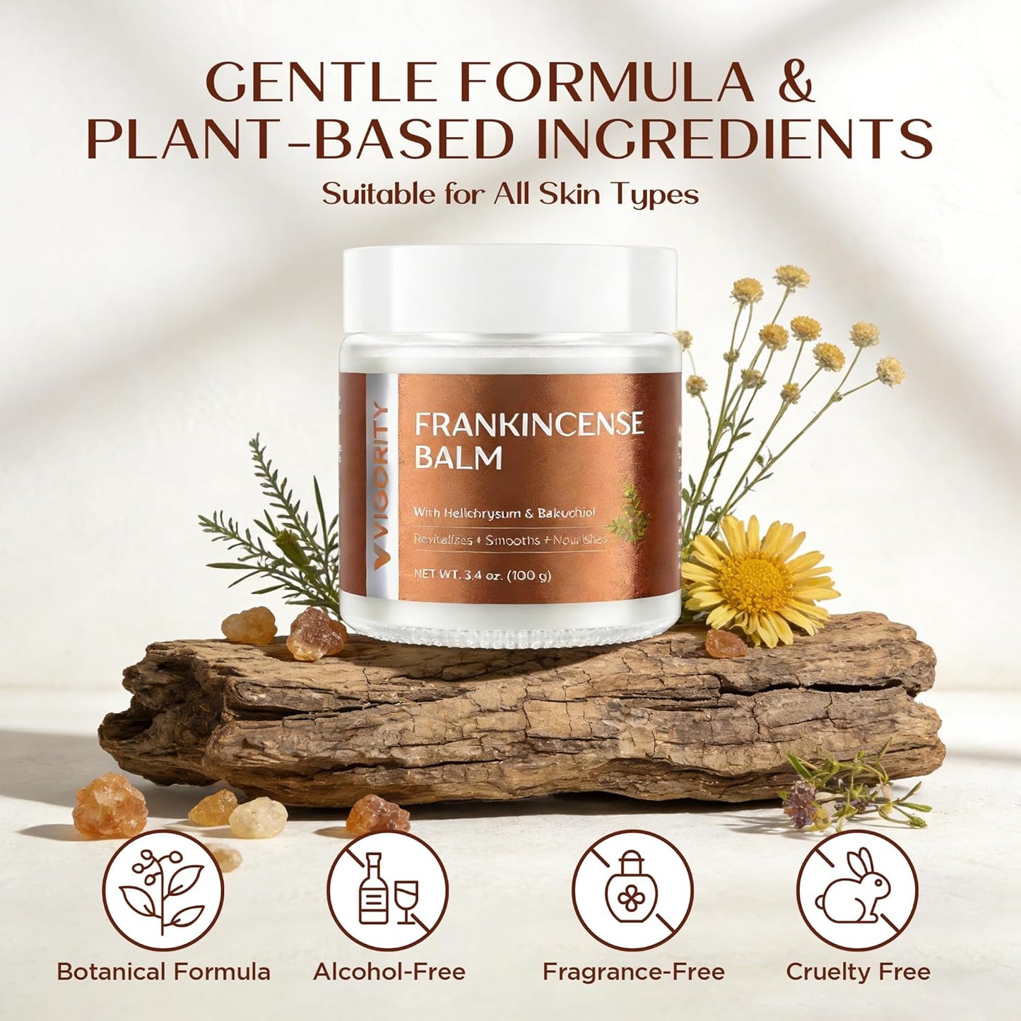 Vigority Frankincense Balm - Restorative Moisturizer for Dry, Mature Skin | Hydrates & Revitalizes - 3.4 oz