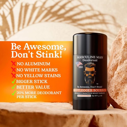 Bootlegger Bourbon Natural Deodorant - Aluminum-Free, Long-Lasting Warm Bourbon Scent, 3.2oz