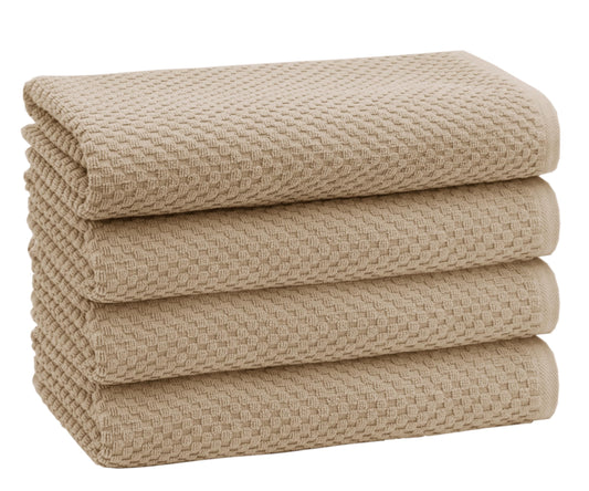COTTON CRAFT Waffle Bath Towel - Set of 4 Luxury Euro Spa Waffle Weave Towels - 100% Ringspun Cotton Super Absorbent Quick Dry Bath Towel Set - Oversized 30 inches x 56 inches - Linen
