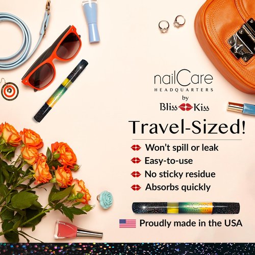 Cuticle Oil Pen for Nails - Nail Strengthener & Growth Nail Oil Serum for Damaged Nails, Hangnails w/Jojoba cuticle oil—Cucumber Melon Fragrance - Holographic Glitter Pens 4-Pack
