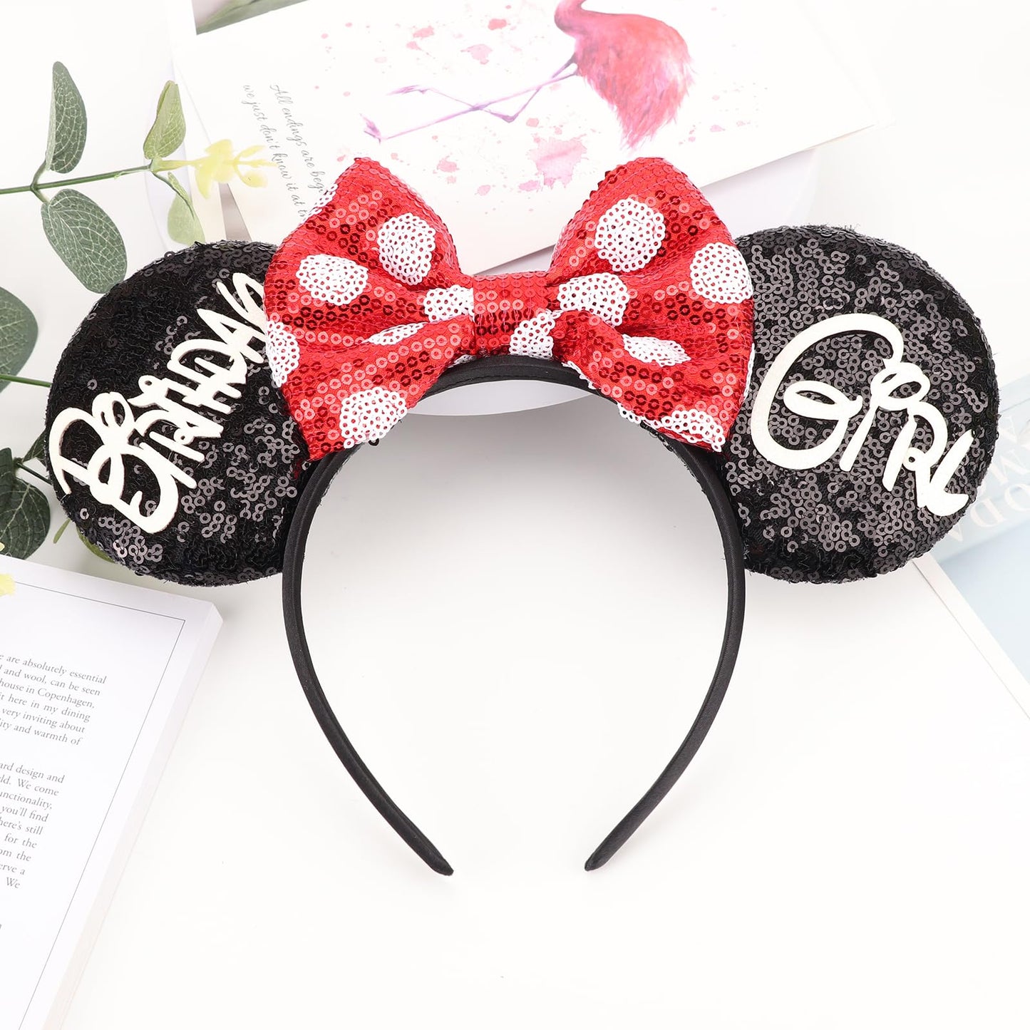 AQOKKA 1 Pcs Mouse Ears Headbands with Bow for Birthday Party, Hair Hoop Party Decoration Cosplay Costume Hair Accessories for Women & Girls