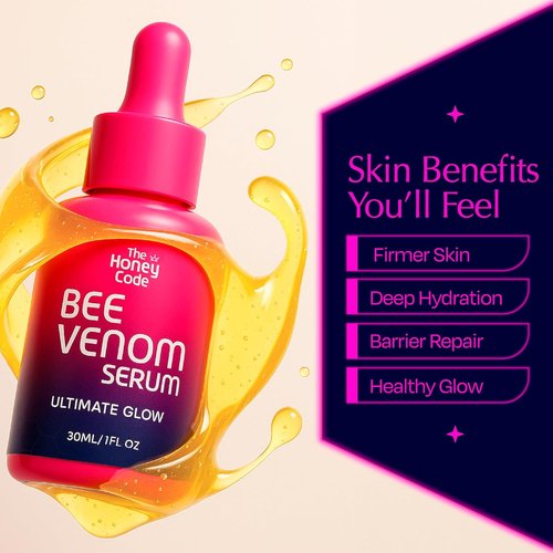 Honey Code Bee Venom Serum - Hydrating & Firming Face Treatment - 30ml | Squalane, Hyaluronic Acid, Vitamin C