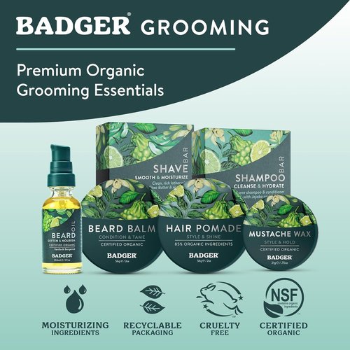 Badger Organic Beard Balm - Leave-In Conditioner & Moisturizer for Facial Hair | 2 oz