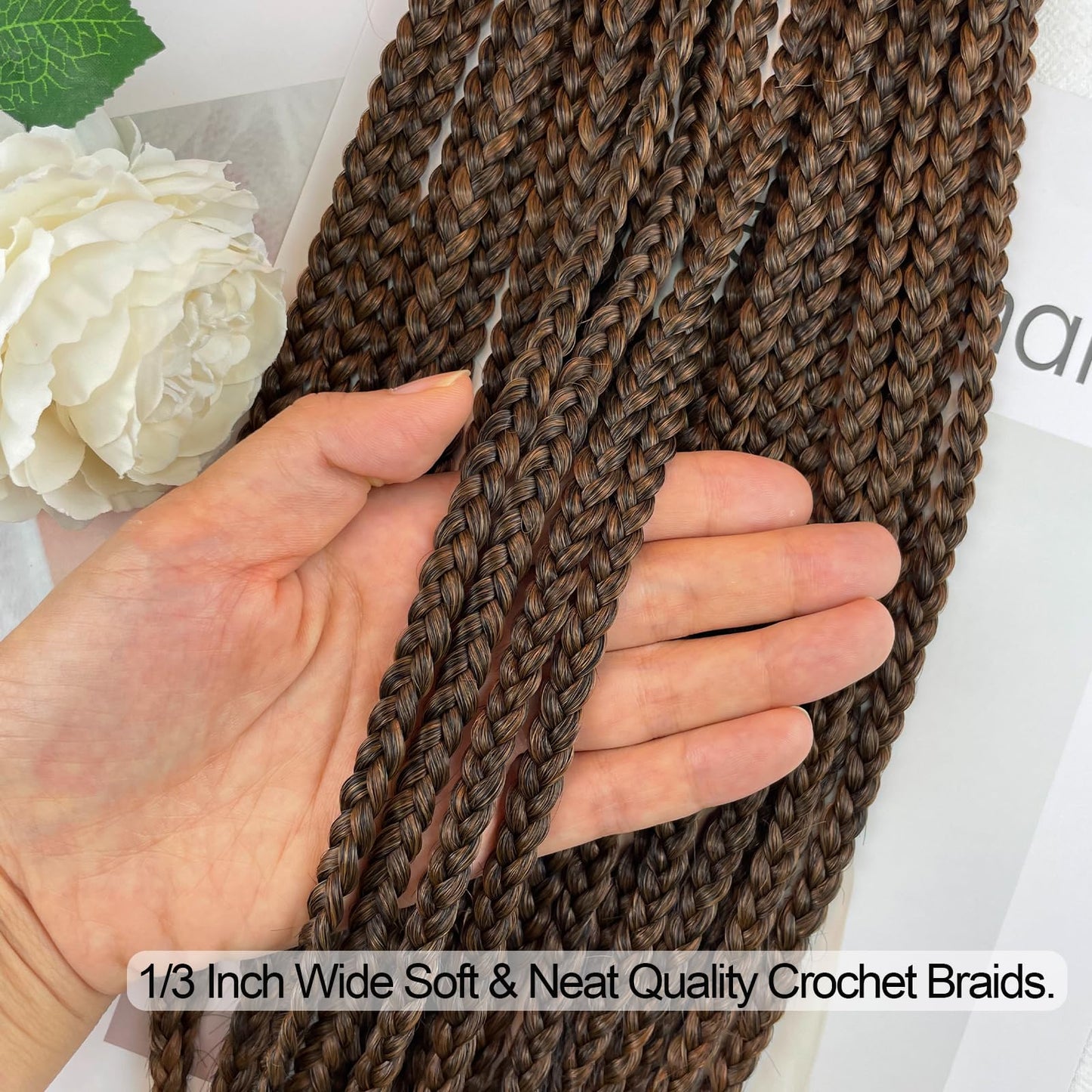 Chicmoi Pre Looped Crochet Box Braids 24 Inch T27 Ombre Honey Blonde Box Braids Crochet Hair 1/3 Inch Wide Small Prelooped Crochet Braids Hair for Black Women (24in 6pack, T27)