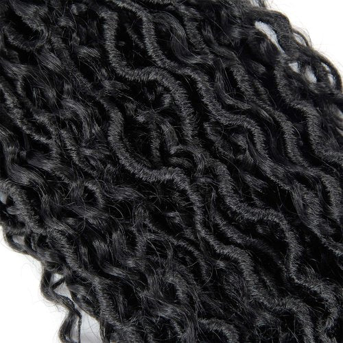Goddess Locs Crochet Hair 18Inch Boho Faux Locs With Curly Ends River Hippie Loc Crochet Hair Pre Looped Bohemian Crochet Braids for Black Women 4Packs(1B, 18inch)