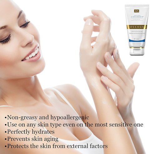 Salcoll Pure Bioactive Anti-Aging Collagen Repair Hand Cream - Hypoallergenic Moisturizer for All Skin Types, 150 ml