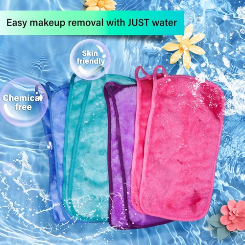 Nugilla Makeup Remover Cloths - 8 Pack Reusable Soft Microfiber Face Towels for Women