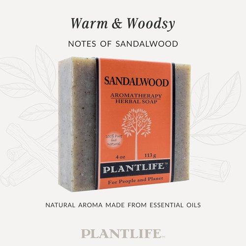 Plantlife Sandalwood Bar Soap - Moisturizing & Soothing Handcrafted Soap - 4oz Plant-Based Bar Made in California