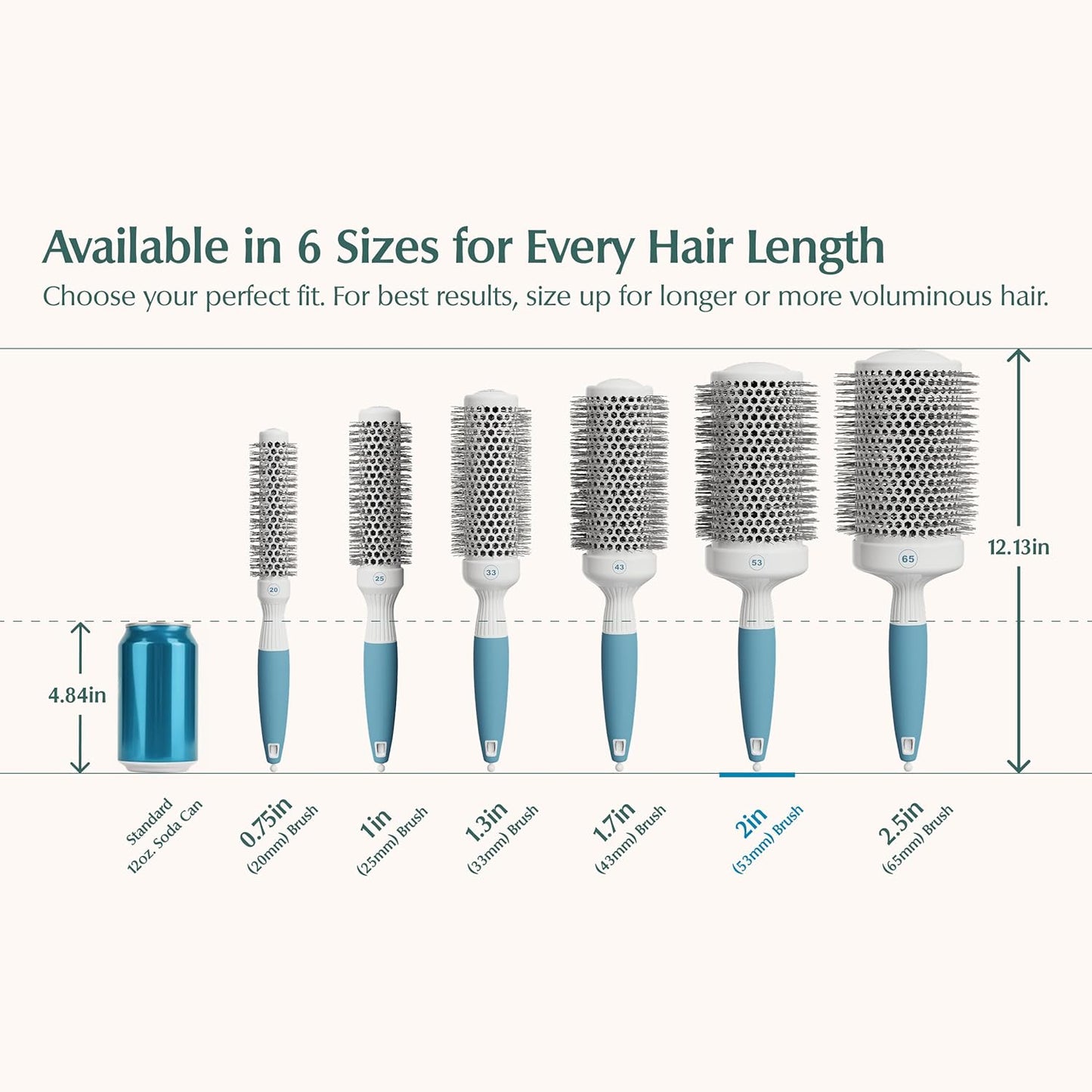 Skiennix Professional Round Brush - 2 Inch Ceramic Ion Thermal Barrel for Sleek Heat Styling & Volume