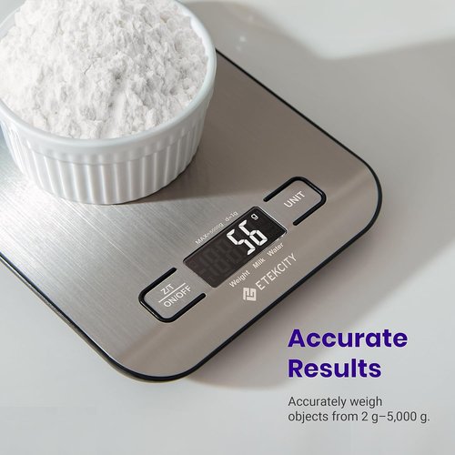 Etekcity Digital Kitchen Scale - Accurate Grams & Ounces Measurement for Cooking & Meal Prep | Medium 304 Stainless Steel