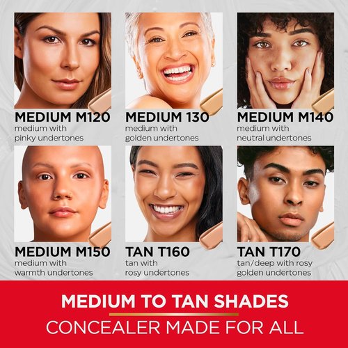 Mirabella Invincible Under Eye Concealer - Full Coverage Hydrating Formula for Dark Circles & Fine Lines - Medium M140