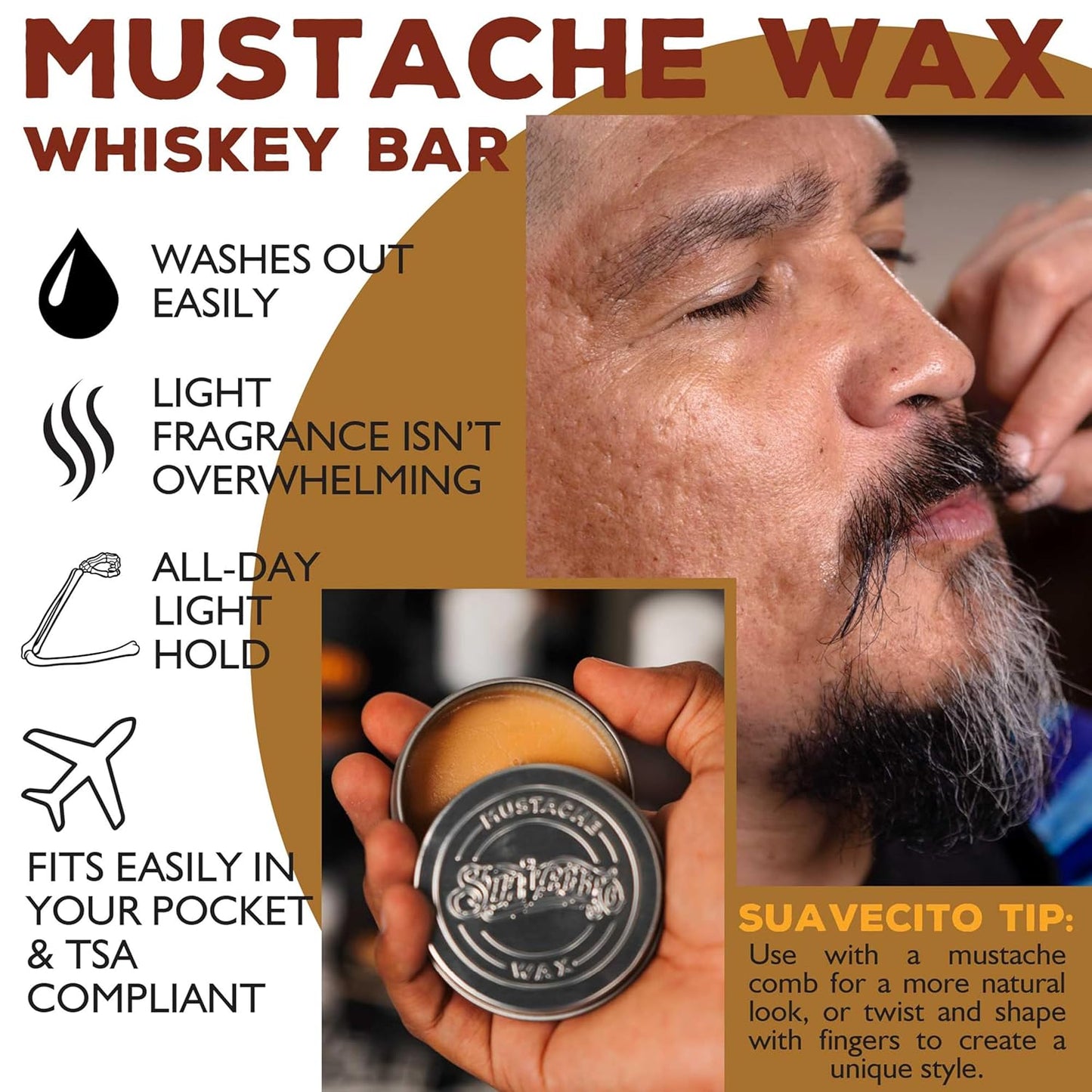 Suavecito Mustache Wax 1.5 oz - All-Day Hold & Moisturizing Formula for Stylish Grooming