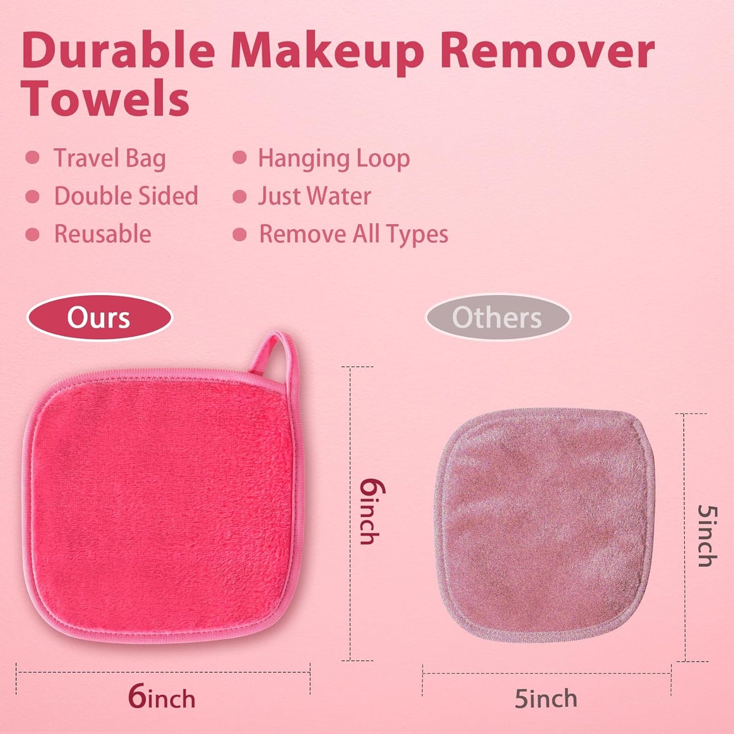 Skiennix Makeup Remover Cloths - Reusable Microfiber Face Towels | 6" x 6" | 12 Pack with Mesh Bag