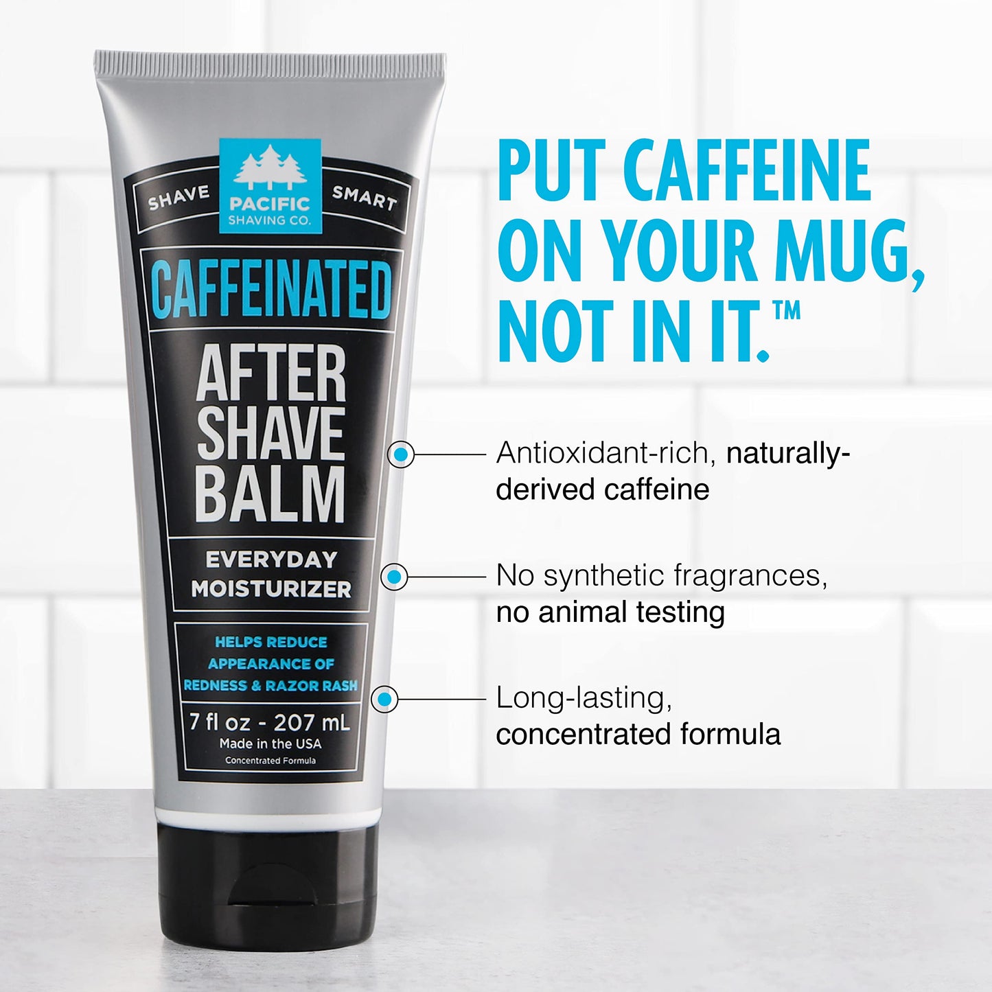Pacific Shaving Company Caffeinated Shaving Cream & Aftershave Set - Shave Kit for Men - Antioxidant + Caffeine Enriched Shave Cream + Aftershave Lotion (7 Oz, 2 Pack)