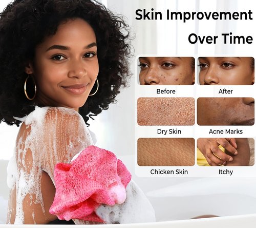 African Net Sponge - Authentic Exfoliating Body Scrubber | 2-Piece Bath Sponge Set for Skin Care