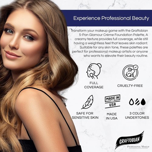 Graftobian HD Glamour Crème Foundation Palette - High Definition 5 Color Cream Foundation for Medium Warm Skin