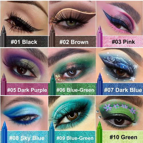 LemonSac 15PCS Colorful Eyeliner Pen Set - Professional Eye Makeup with Pearl & Matte Metallic Shades