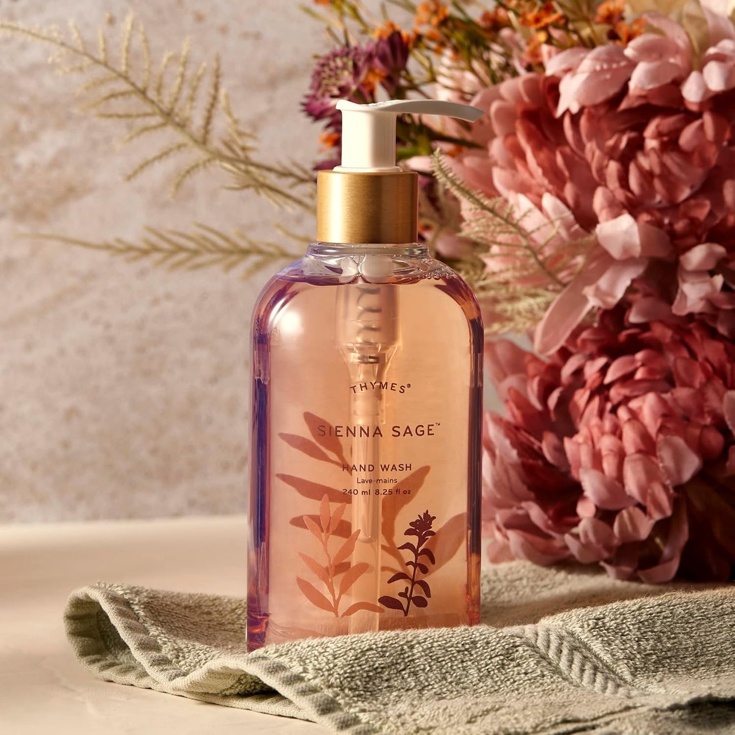 Thymes Moisturizing Hand Wash Soap - Luxury Glycerin & Calendula Formula - Comforting Sienna Sage, 8.25 oz
