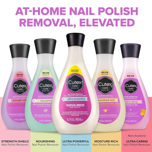 Cutex Gel Nail Polish Remover - Ultra-Powerful Glitter Removal | Tropical Breeze Scent | 15.2 Fl Oz | Pack of 2
