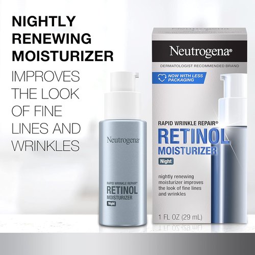 Neutrogena Rapid Wrinkle Repair Night Cream - Anti-Aging Retinol & Hyaluronic Acid | 1 fl. oz + Trial Hydro Boost Cleanser | 0.5 fl. oz
