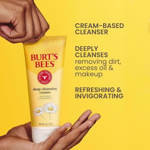 Burt's Bees Facial Cleanser - Deep Cleansing Cream with Chamomile | All-Natural, 6 Ounce (Pack of 3)