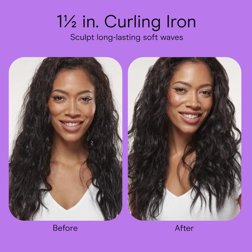 Conair Double Ceramic 1 ½-Inch Curling Iron with Claw Clip, 1 ½-Inch Barrel Creates Soft Waves, Hair Waver for Use on Medium & Long Hair, White/Rose Gold