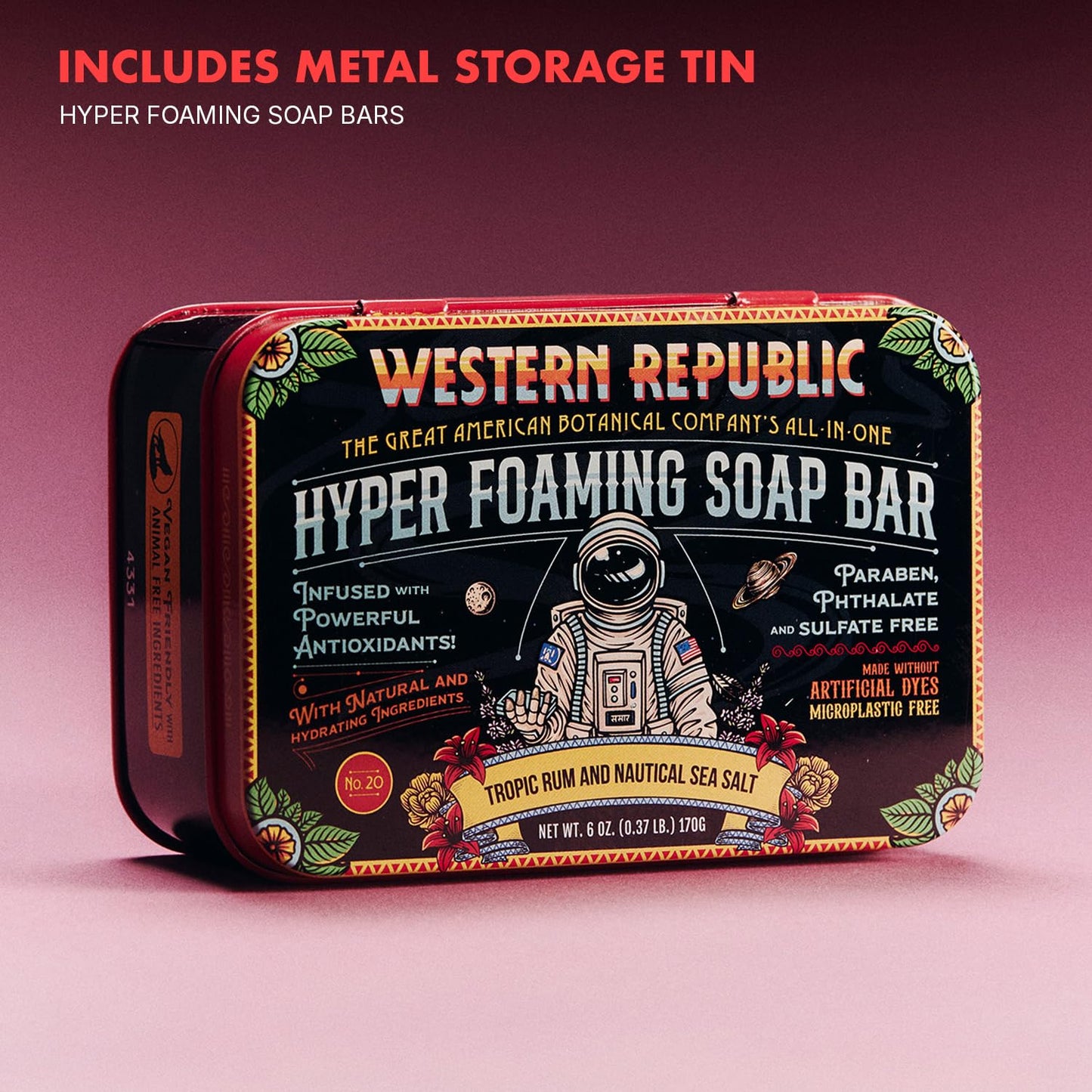 Hyper Foaming Soap Bar - Tropic Rum & Nautical Sea Salt | Ultra-Lathering Hydrating Bar Soap for Men | (2 Pack) | Made in USA