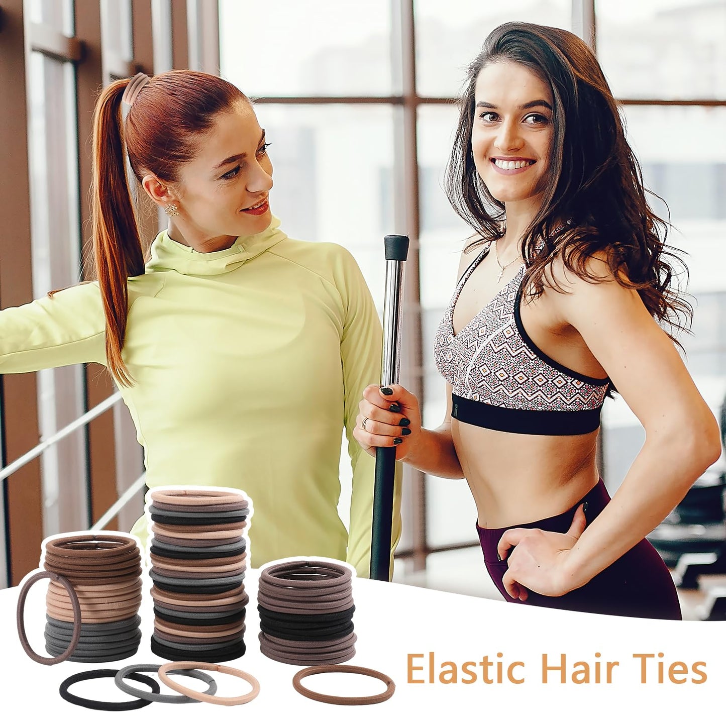 150PCS Elastic Hair Ties, No Crease Ponytail Holders for Women, Men, Girls and Boys, Large No Damage Hair Ties for Thick Thin Hair, Brown (4mm)