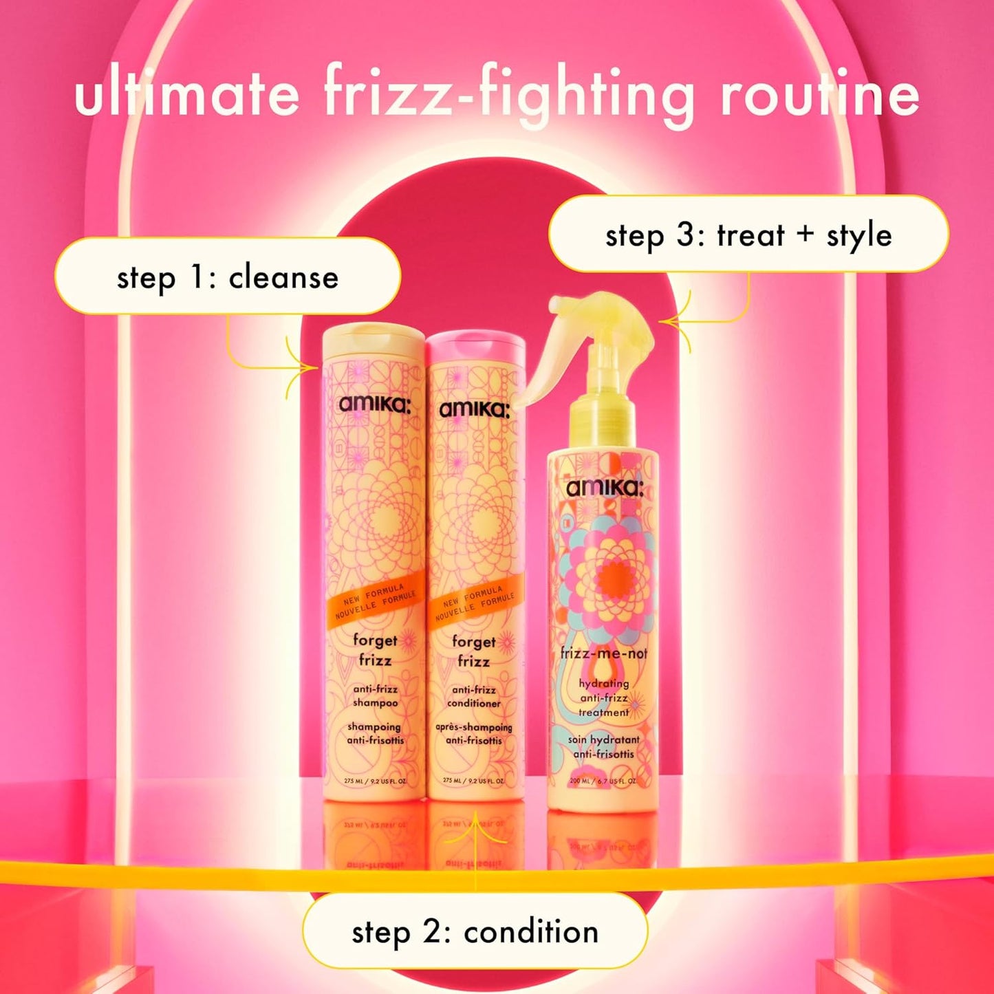 Amika Forget Frizz Anti-Frizz Shampoo - Smoothing Formula for Humidity Protection | 72-Hour Frizz Control
