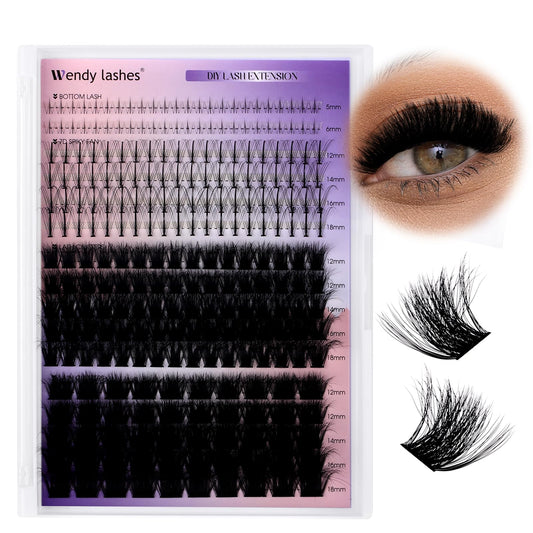 Lash Clusters With Bottom Lashes 100/200D 3D Curl 12-18mm Multi-types Individual Clusters Eyelash Extensions, Spike, Wispy Lash clusters(100/200D-3D)