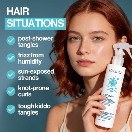 Pacifica Coconut Milk Hair Detangler Spray - Leave-In Conditioning Elixir for Tangle-Free Hair - Instantly Detangles, Adds Shine & Moisture, Prevents Breakage & Frizz | Vegan & Cruelty-Free
