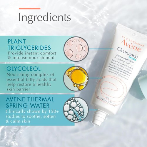 Avène Cleanance HYDRA Soothing Cream - Rich Moisturizer for Dry Skin | 1.3 Oz