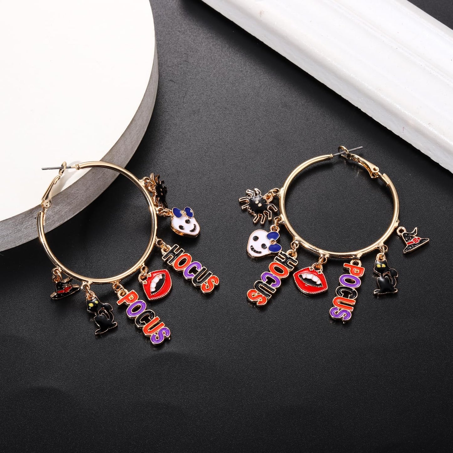 YAHPERN Halloween Thanksgiving Fall Christmas Earrings for Women Festive Holiday Hoop Earrings Costume Party Outfits Holiday Jewelry Gifts (Hocus Pocus)