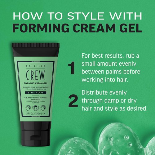 American Crew Forming Cream Gel - Hybrid Curl Defining Hair Cream for Men, 5 Fl Oz | Medium Hold & Anti-Frizz Protection