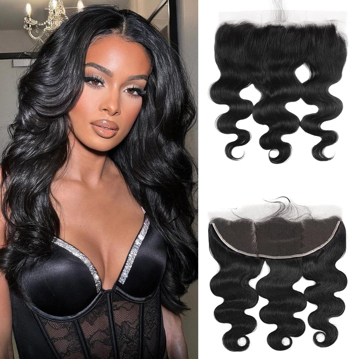 HD Lace Frontal Closure Human Hair 13x4 Body Wave Lace Frontal Pre Plucked with Baby Hair Ear to Ear Frontal 130% Density Brazilian Virgin Frontals Human Hair for Women （10 inch）
