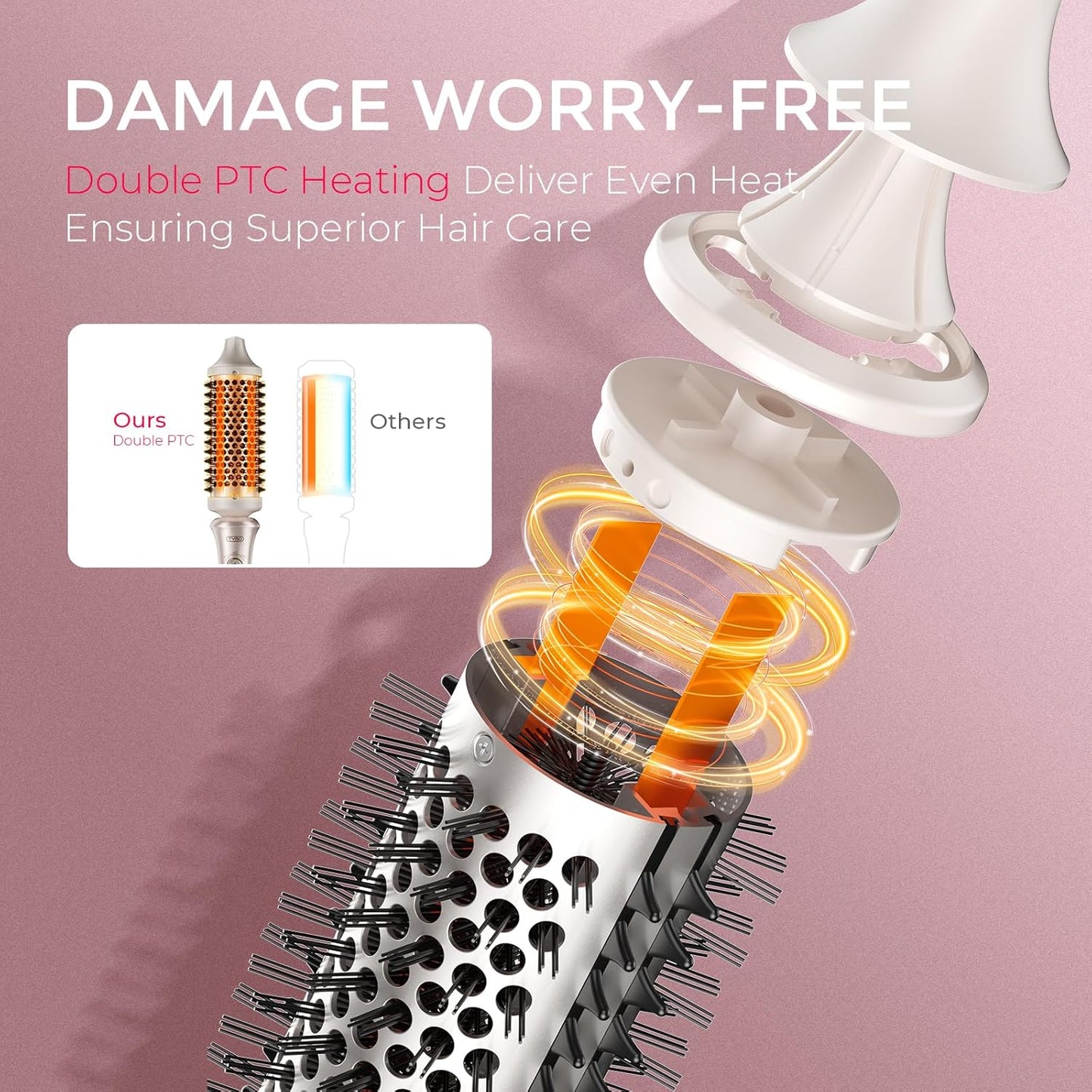 TYMO 2.0 Thermal Brush | STYLUX 1.7" Blowout Volumizer - 2-in-1 Heated Round Styler Tool in Gold