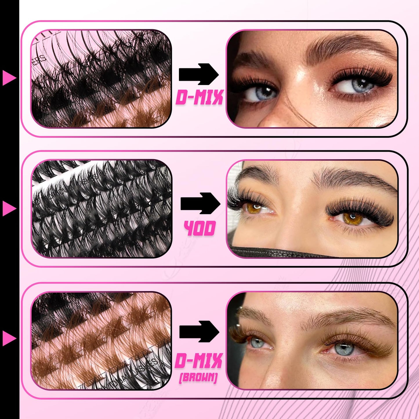 Veleasha Lash Clusters 268PCS Individual Lashes Wispy Brown Clusters Lashes Bottom Lashes Natural Spike D Curl Eyelash Clusters Fluffy Pestañas DIY Eyelash Extensions for Beginner Easy(Hot Style MIX)