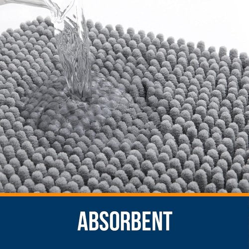 OLANLY Extra Soft Chenille Bathroom Rugs - 30x20, Quick Dry & Machine Washable, Grey