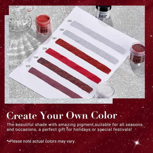 AZUREBEAUTY Dip Powder Set - 6 Burgundy Red Colors for DIY Nail Art | No Lamp Needed, Perfect Starter Kit