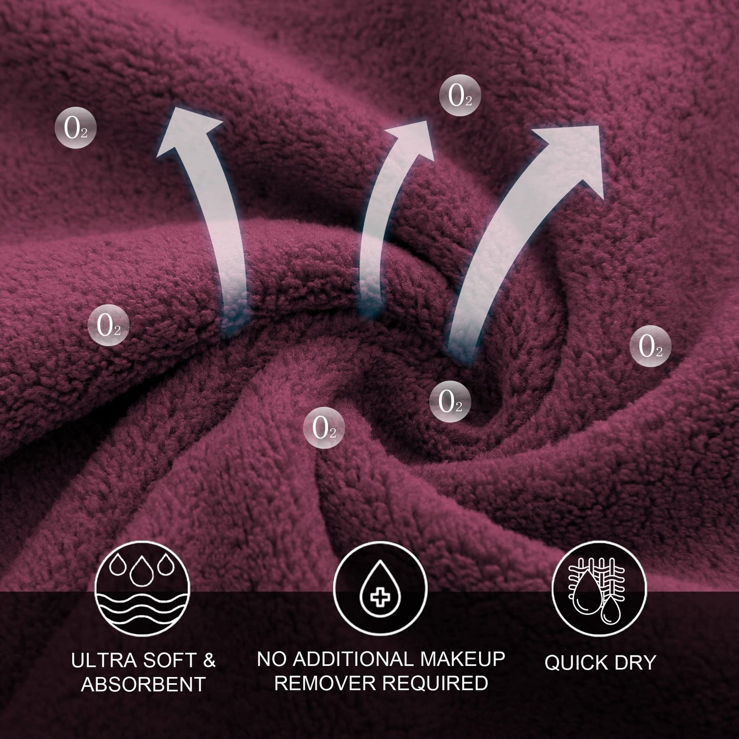 MOONQUEEN Microfiber Facial Cloths Fast Drying Washcloth 12 Pack - Premium Soft Makeup Remover Cloths - Burgundy