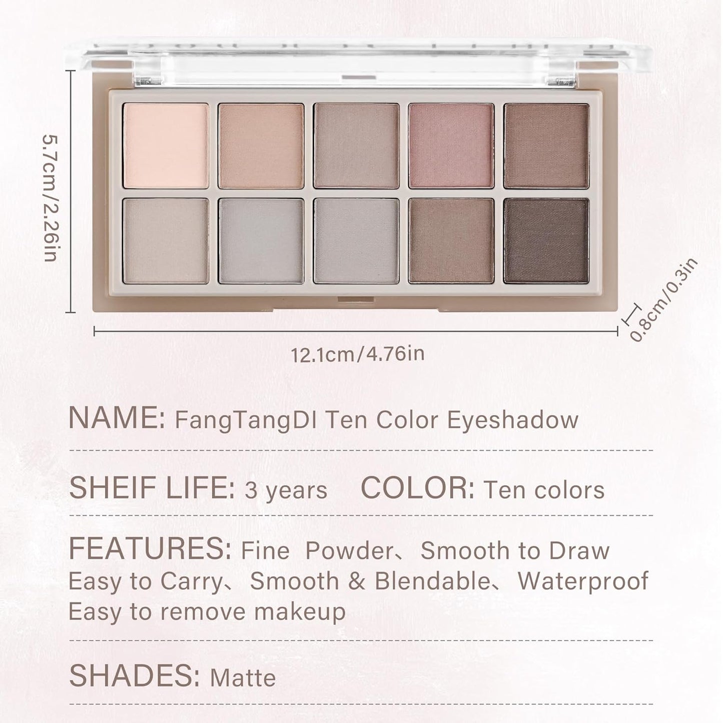 Skiennix Matte Eyeshadow Palette - Ten High-Pigmented Shades for Blendable, Vegan Eye Makeup (04)