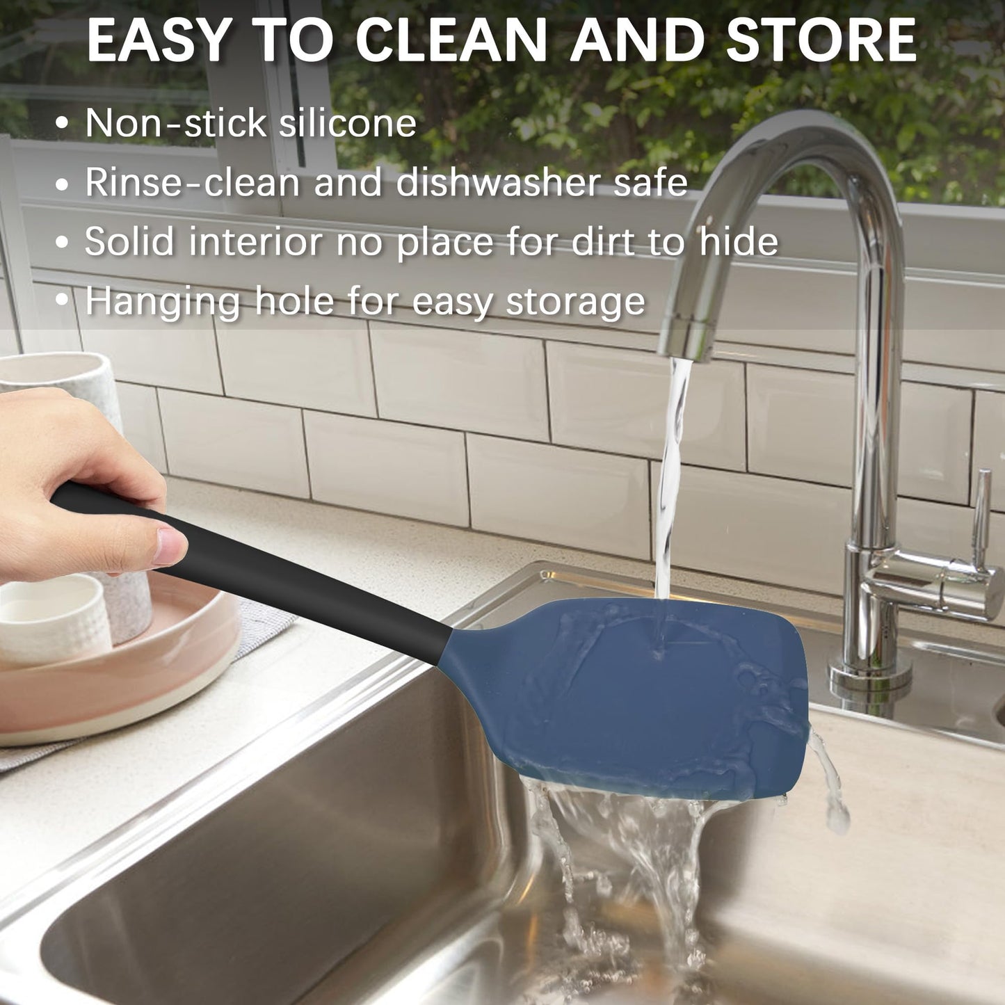 Coukre 2 Pack Silicone Spatula Set, High Heat Resistant, BPA Free Kitchen Spatula, Solid & Slotted Turner for Non-Stick Pans, Sautéing, and Flipping (2, AquaGreen)