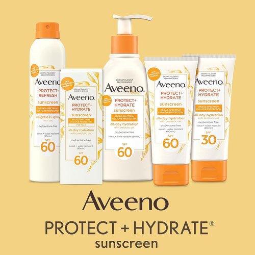Aveeno Protect + Hydrate Face Sunscreen SPF 60 - Water Resistant, Travel Size for Sensitive Skin, 2 fl oz