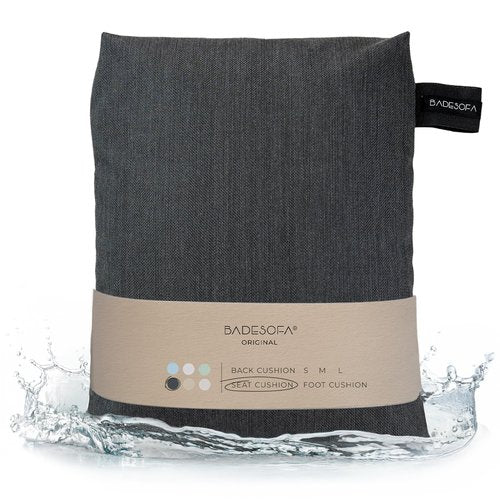 BADESOFA® Luxury Seat Cushion for Bath | Premium-Quality Materials | Comfortable & Quick-Drying | Washable Bath Pillow in Charcoal | Home Spa | Suitable for Bathtub, Steam Sauna & Hot Tub