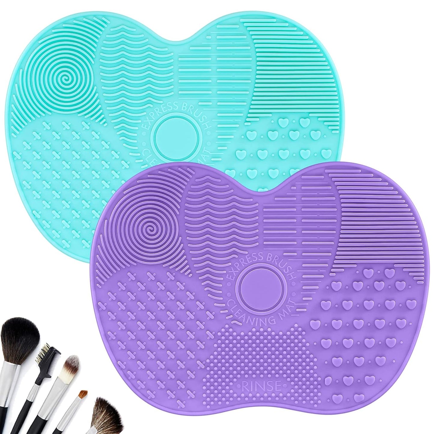 Skiennix Silicone Makeup Brush Cleaning Mat - Portable Suction Cup Tool for Easy Brush Care | 2 Pcs Set